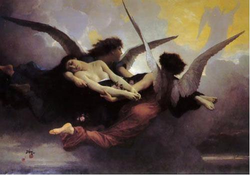 William-Adolphe Bouguereau Depiction of a soul being carried to heaven by two angels. oil painting image